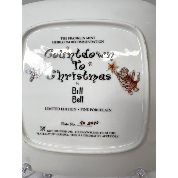 Franklin Mint Limited Edition Bill Bell Countdown To Christmas Plate - Picture 5 of 5